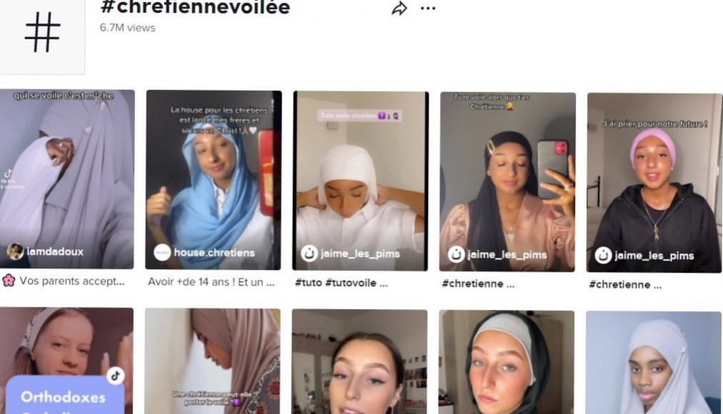 Capture d'écran de vidéos TikTok avec le hashtag #chrétiennevoilée Capture d'écran de vidéos TikTok avec le hashtag #chrétiennevoilée / ©TikTok