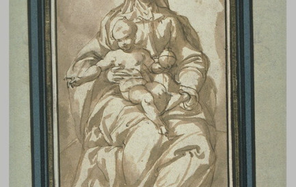 Vierge à l&#039;enfant tenant un globe du Monde (extrait) / Anonyme, 16e siècle, collection du Louvre (extrait)